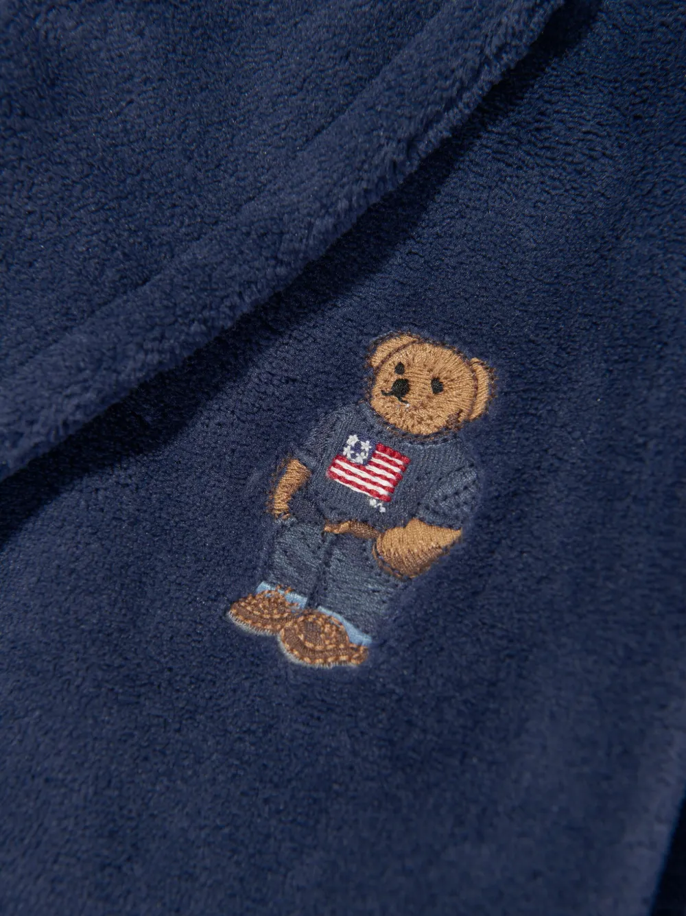 Махровый халат с нашивкой Polo Bear Polo Ralph Lauren Kids, синий — фото 3
