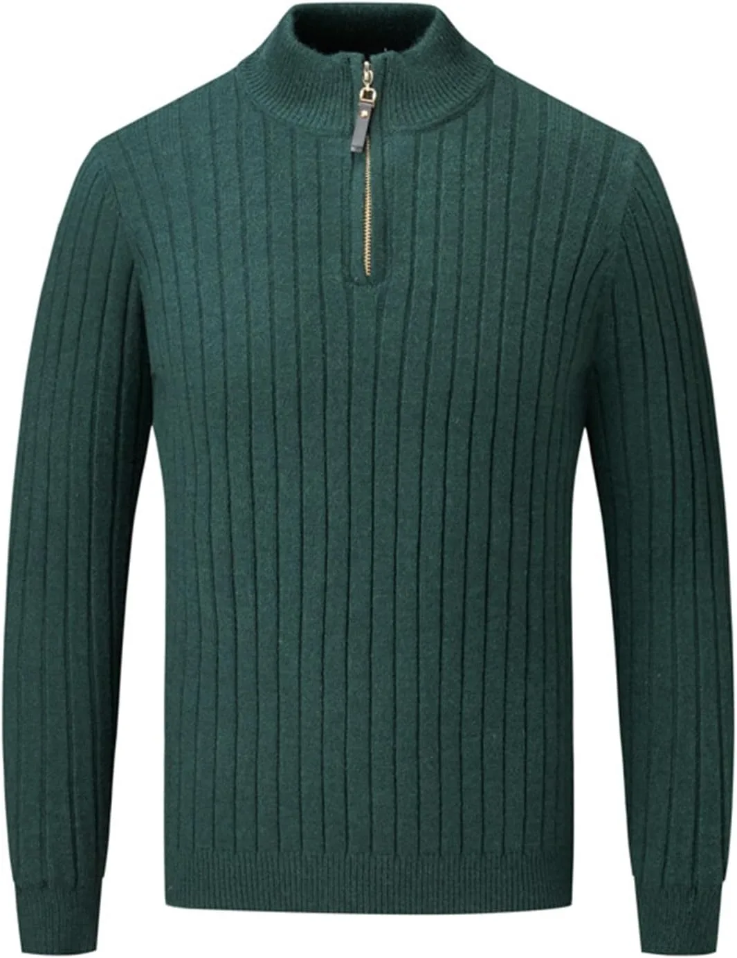 

Мужской свитер с кабельной вязкой и воротником стойкой