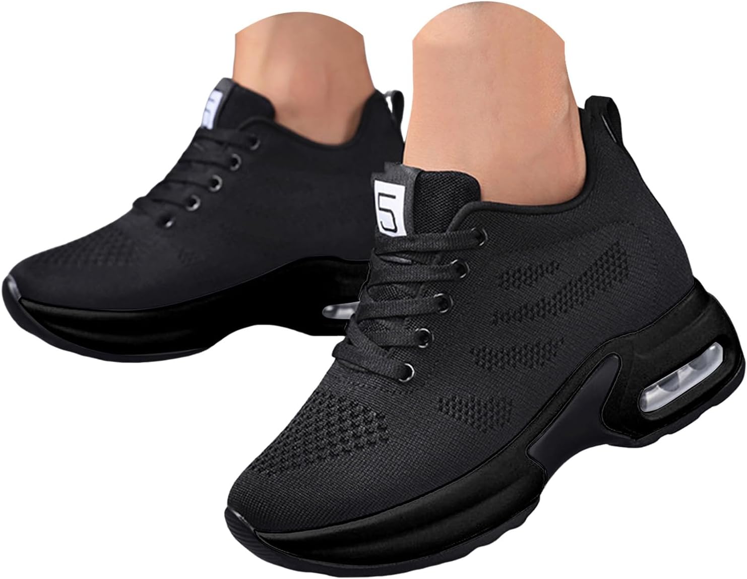 

Женские ортопедические кроссовки ZSpzx Mesh, модные вязаные с широкой носочной частью, шнуровкой, спортивные с поддержкой свода стопы, баскетбольные, дышащие, легкие, нескользящие, удобные для ходьбы, черный