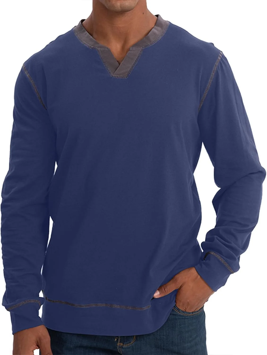 

Футболка для мужчин Long Sleeve Vintage V Neck