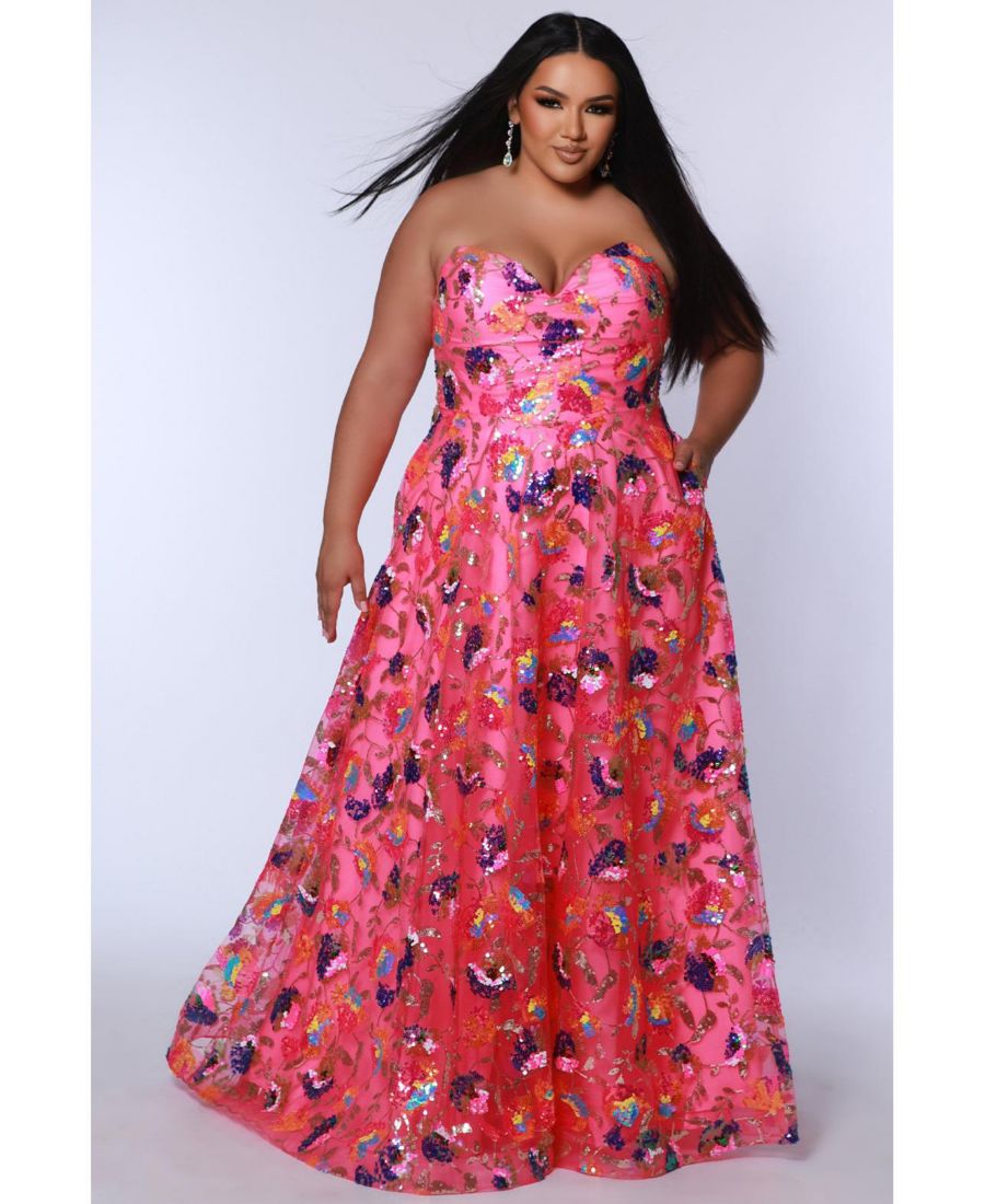 

Женское вечернее платье без бретелей, с вырезом сердечко, А-силуэта, больших размеров Johnathan Kayne for Sydney's Closet, Bubblegum