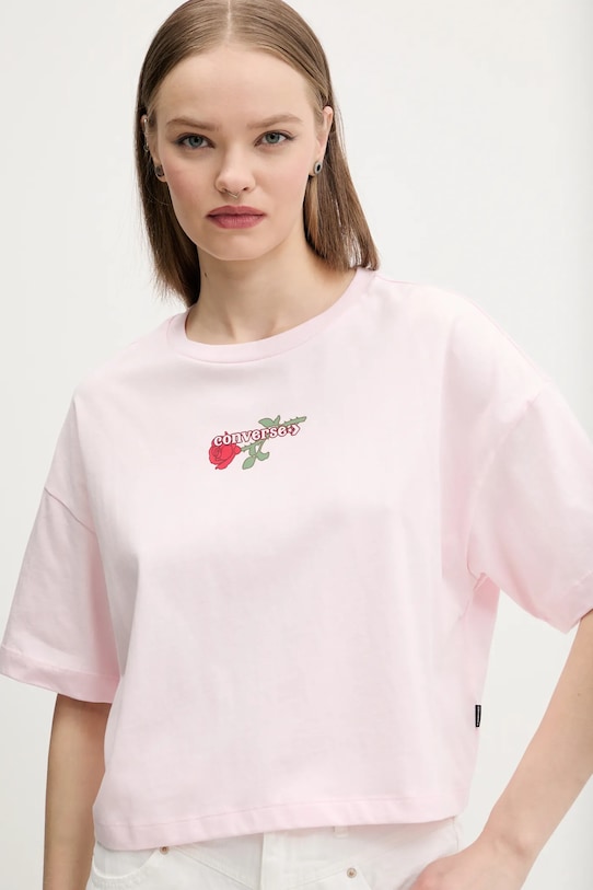 

Хлопковая футболка Converse, розовый