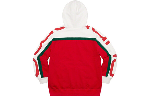 Толстовка big logo paneled zip up hooded sweatshirt 'red white' Supreme, красный — фото 2