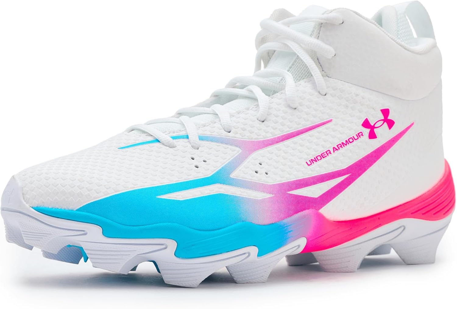 

Бутсы для американского футбола Under Armour Spotlight Hammer для мужчин, белый/синий/розовый