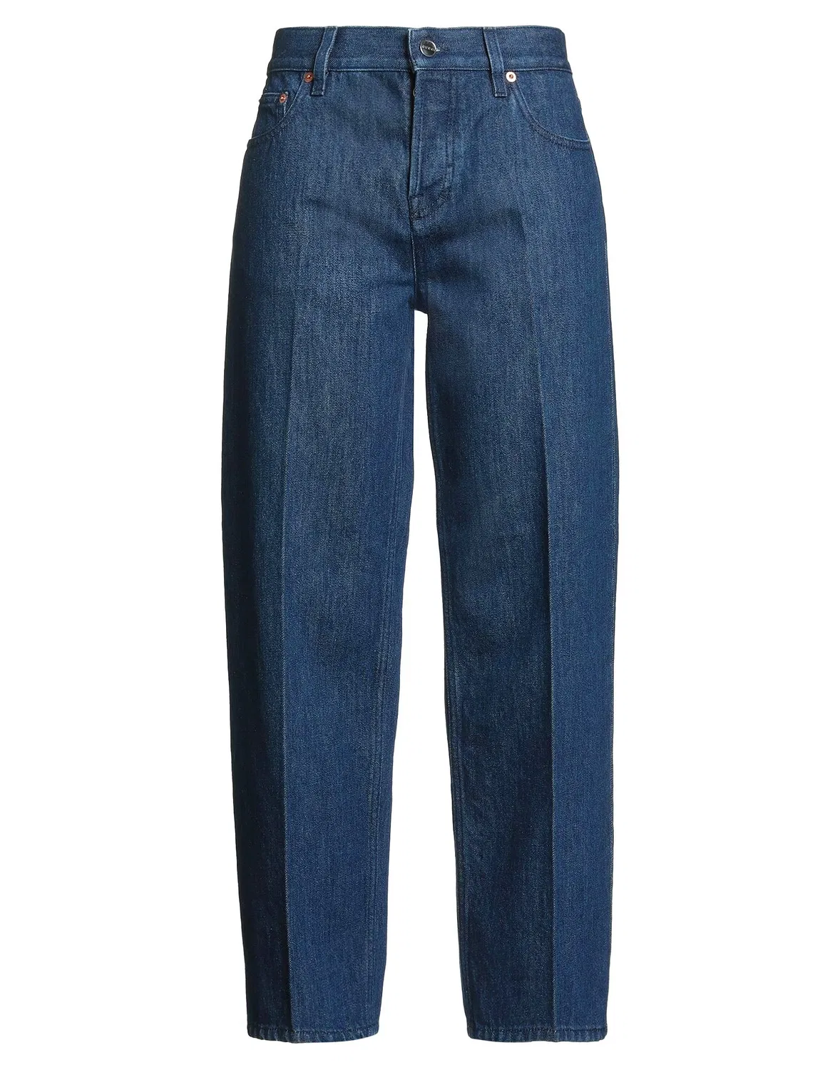 Джинсы GUCCI tapered, высокая посадка с логотипом, синий