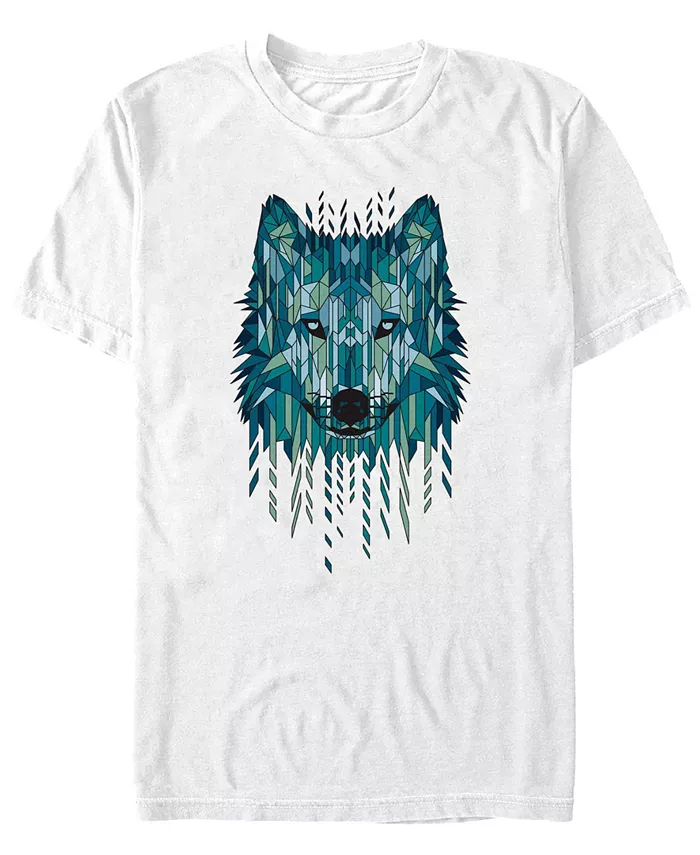 

Мужская футболка с коротким рукавом Geometric Wolf Design By Humans, белый