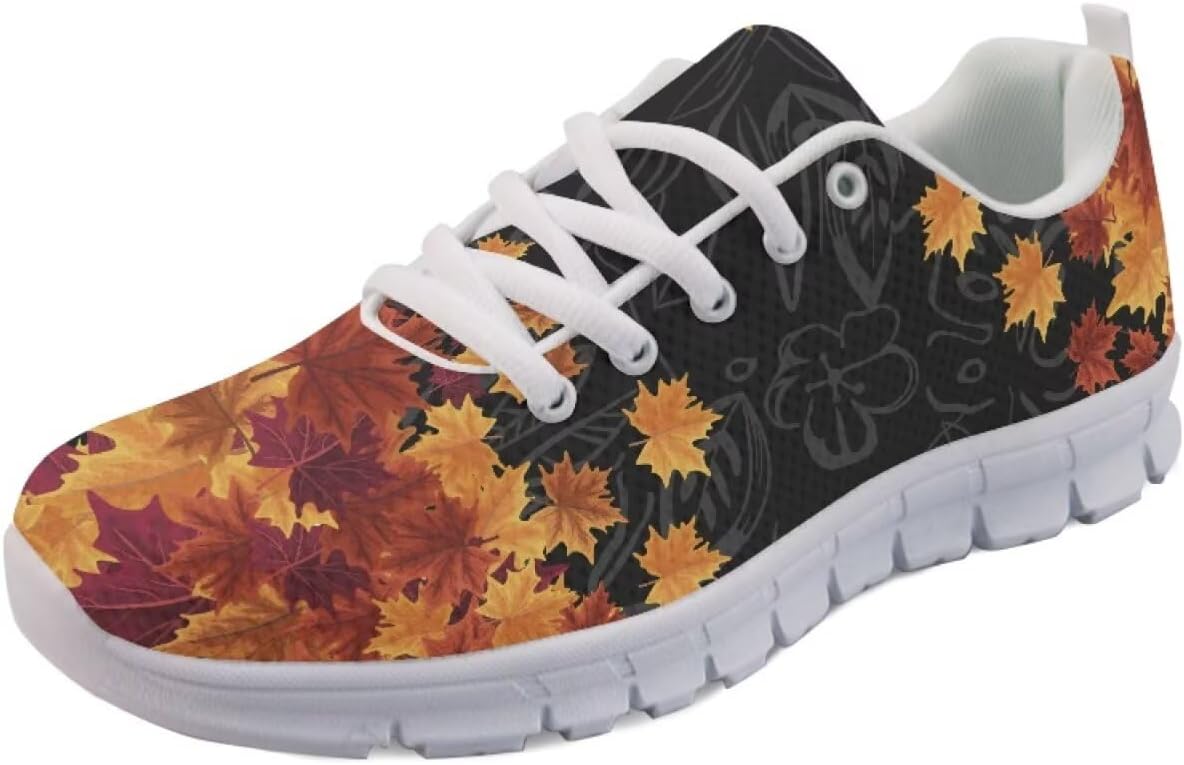 

Женские слипоны кроссовки для ходьбы, тенниса и бега, весенне-летние кроссовки с цветочным принтом, легкие для спортзала, путешествий и работы Getelinseng, Autumn Maple
