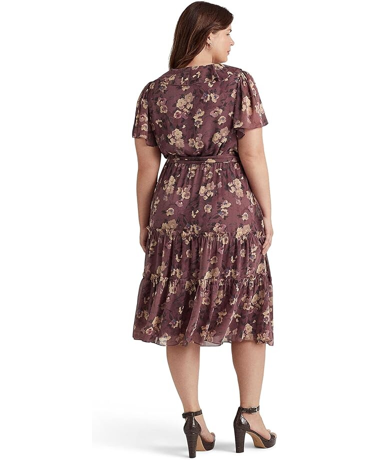 

Платье LAUREN Ralph Lauren Plus Size Floral Belted Crinkle Georgette Dress, цвет Purple Multi