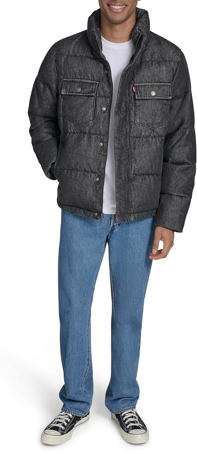 Мужская стеганая куртка Levi's из комбинированной ткани с воротником на подкладке из шерпы (стандартные размеры, а также размеры для больших и высоких женщин), Black Wash Denim — фото 2