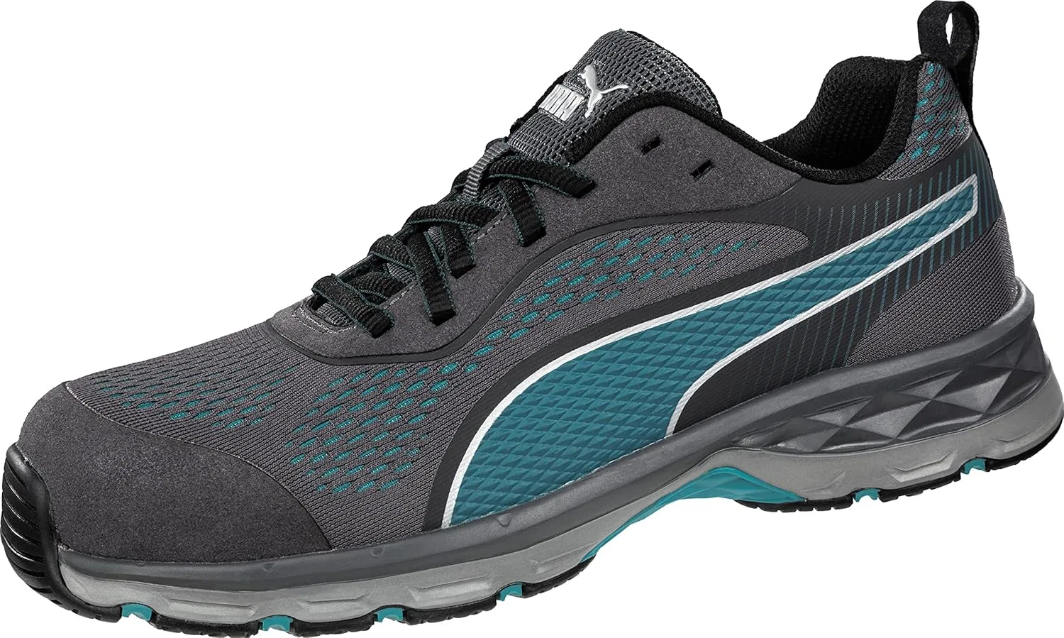 Рабочие ботинки PUMA Safety Fuse Knit WNS Low, модель S1P, защита от электростатического разряда, защита от проникновения, защита от металла, веганские, женские, Grey / Blue