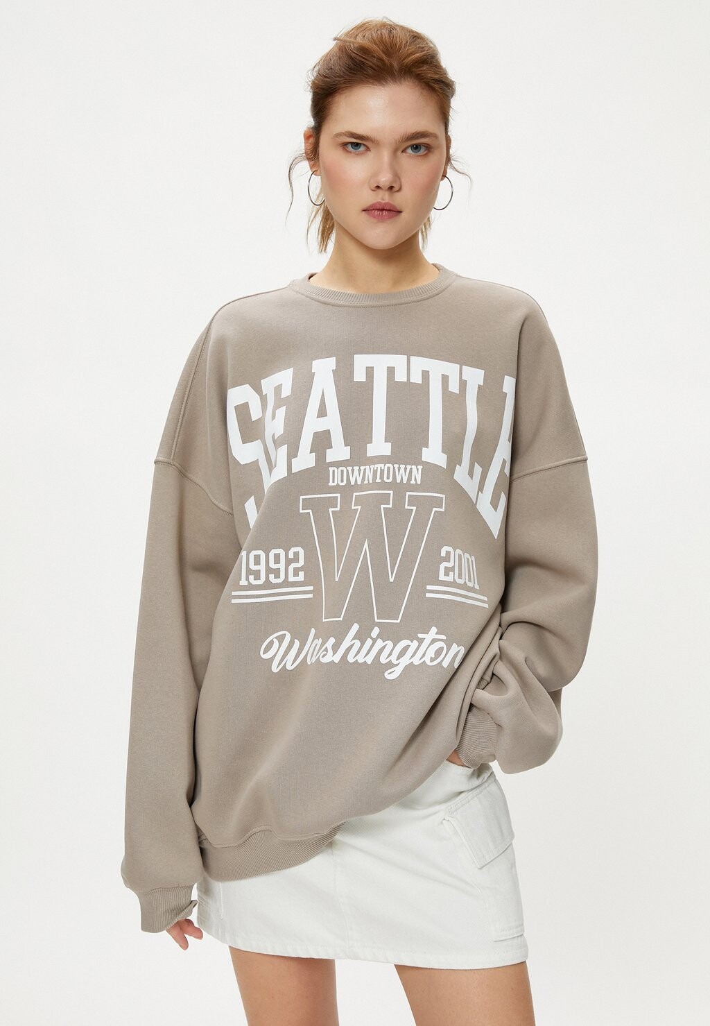 

Толстовка VARSITY RELAX FIT PRINTED LONG SLEEVE CREW NECK Koton, коричневый