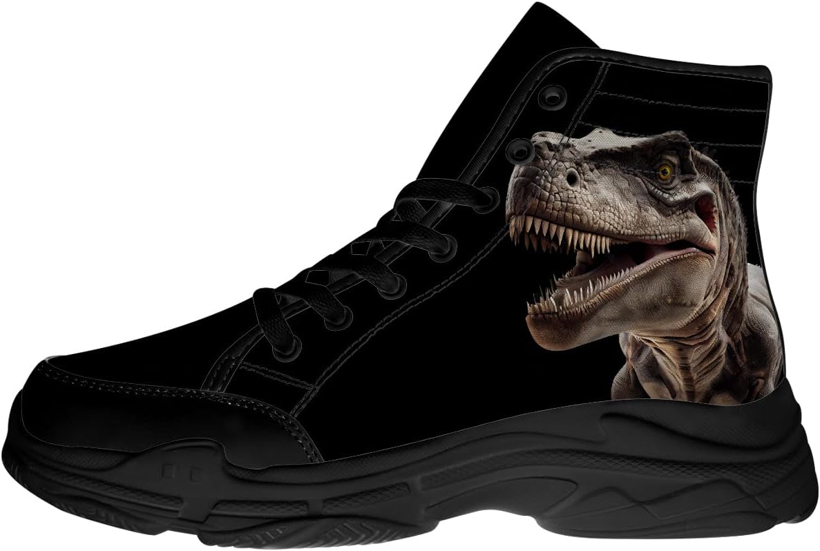 

Мужские черные высокие кеды, кроссовки на платформе с динозавром на шнуровке, подарок для него и для нее Generic