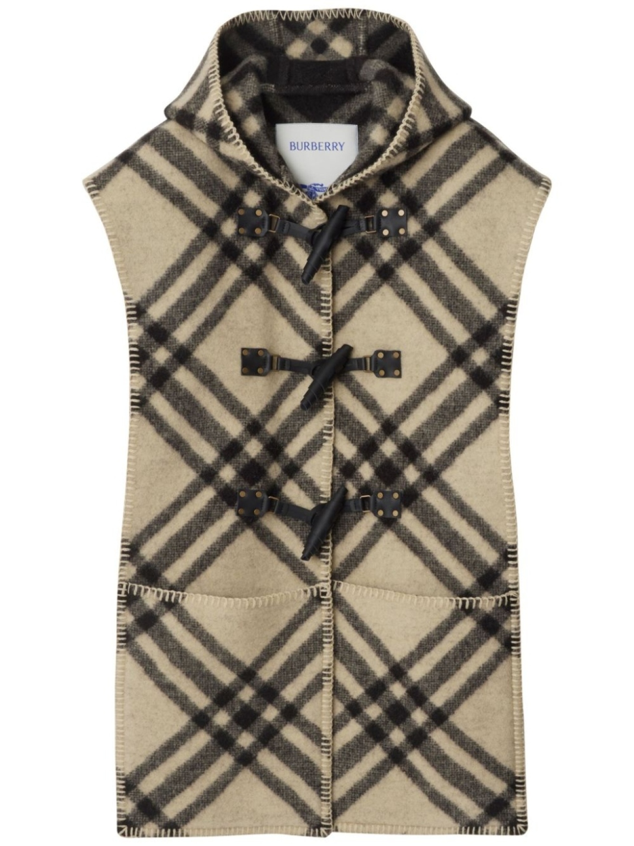 

Burberry шерстяной кейп в клетку, нейтральный цвет