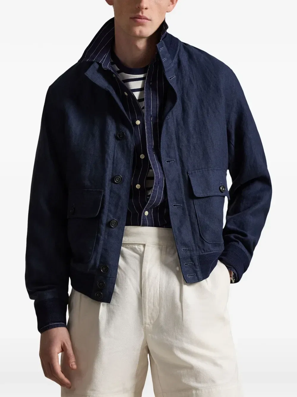 Бомбер на пуговицах POLO RALPH LAUREN, синий — фото 2