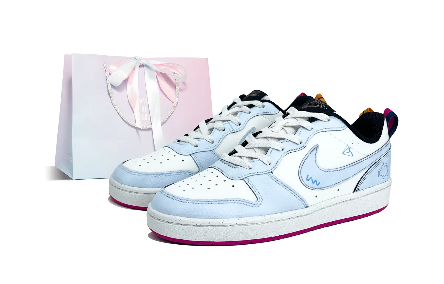 Детские скейтбордические кроссовки Custom Court Borough 2 Sky Kite Leather Low top, унисекс Nike, Blue