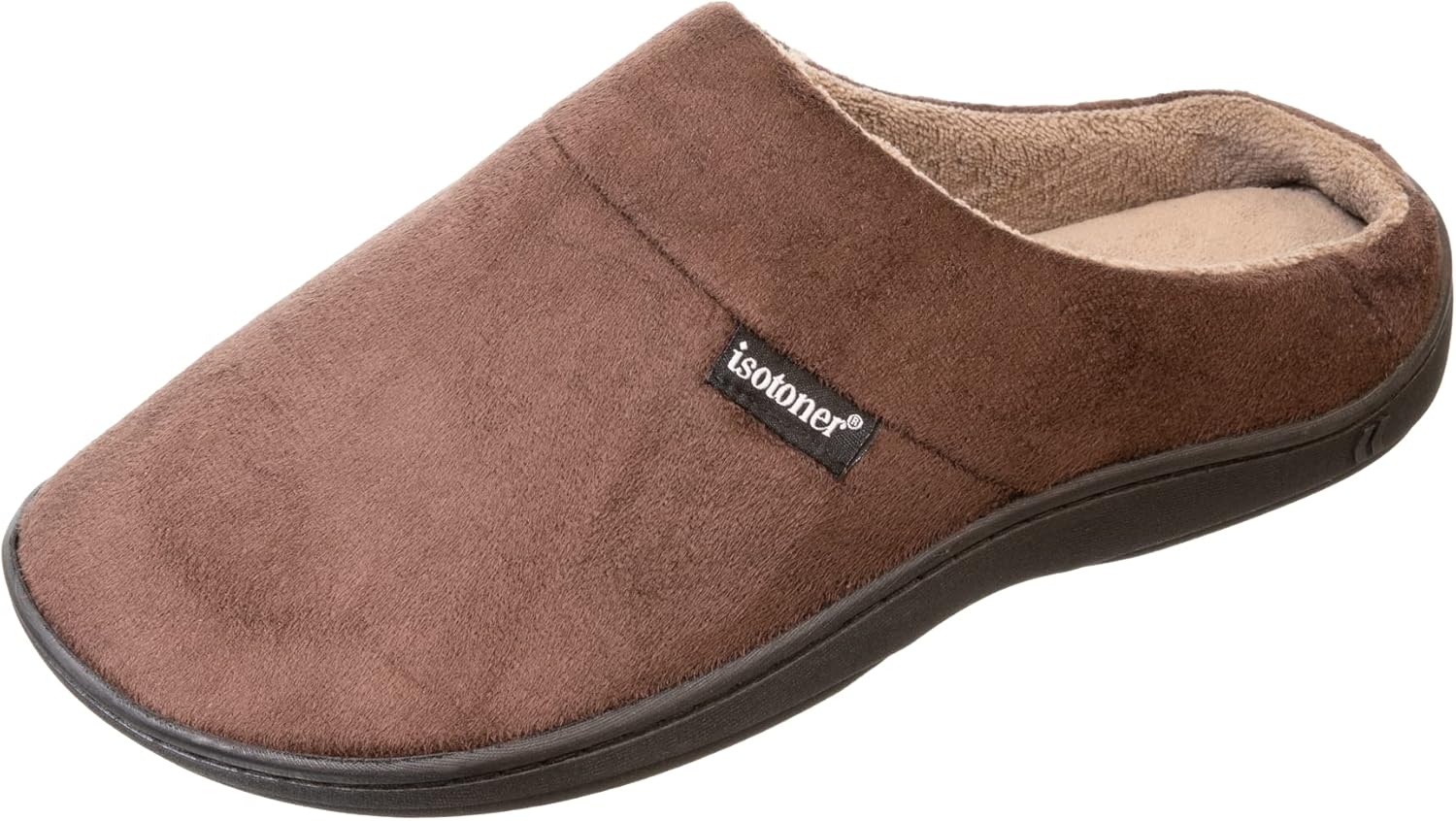 

Мужские шлепанцы Isotoner с открытой пяткой, мемори-пеной и подошвой для дома и улицы, темный шоколад