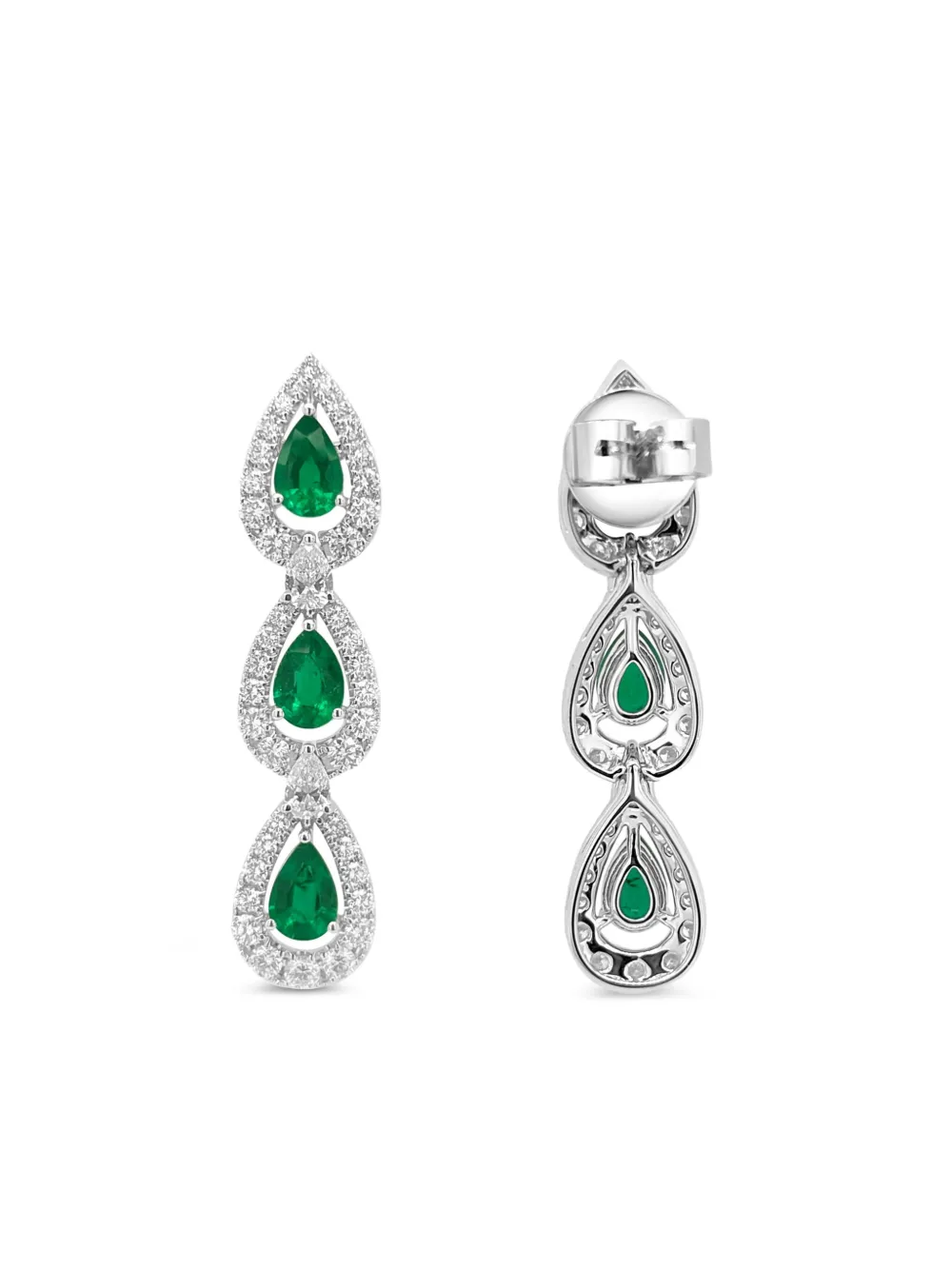 

Серьги из белого золота с бриллиантами и изумрудами HYT Jewelry, серебяный