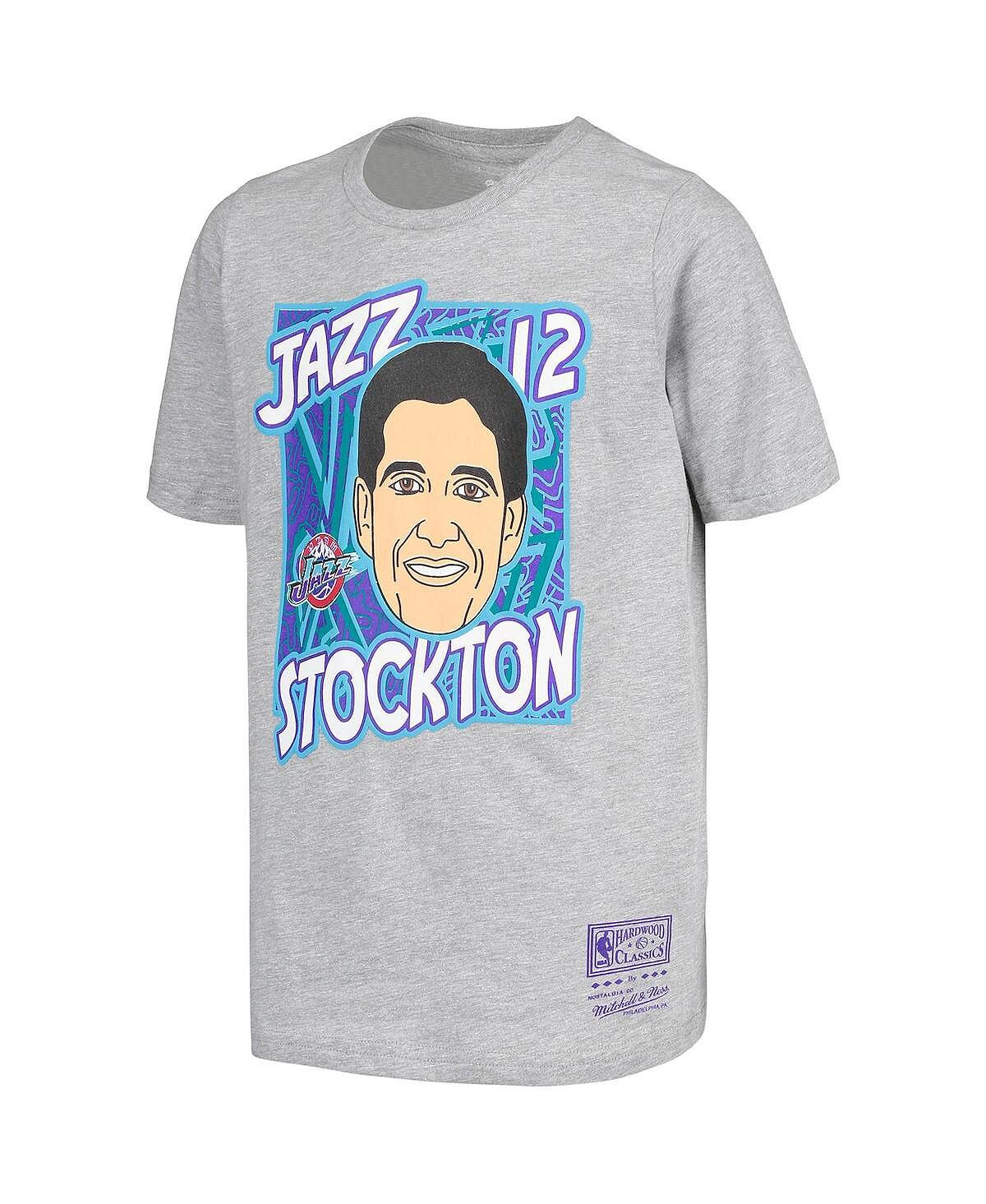 Серая футболка Big Boys John Stockton Utah Jazz Hardwood Classics King of the Court Player Mitchell & Ness — фото 3