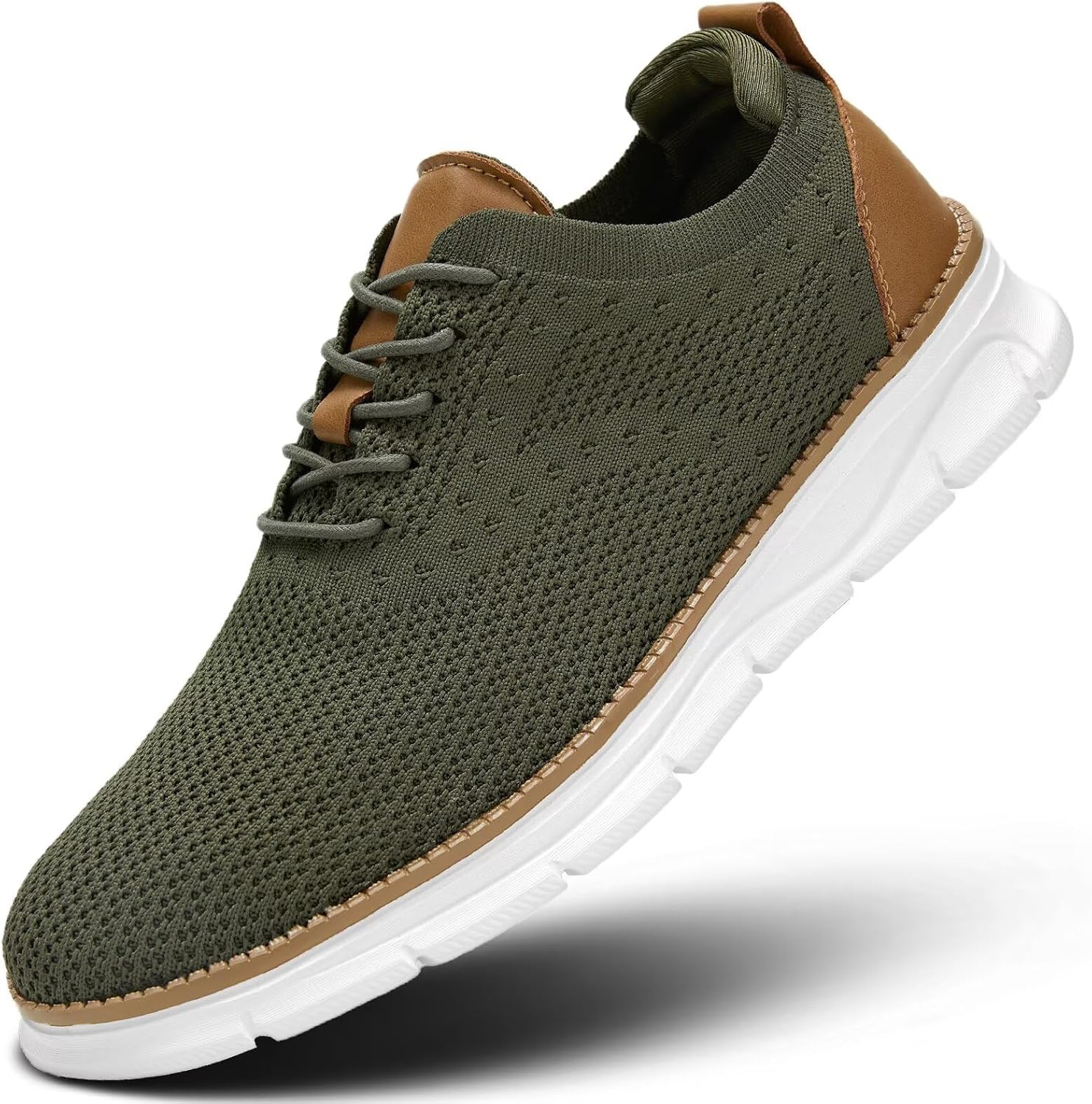 

Мужские сетчатые кроссовки Оксфорды на шнуровке, легкие повседневные прогулочные и водительские туфли Luogoks, зеленый