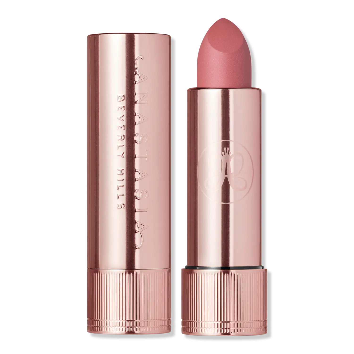 

Матовая и сатиновая бархатная помада с высокой пигментацией Anastasia Beverly Hills, Hush Rose (rosy pink with a matte finish)