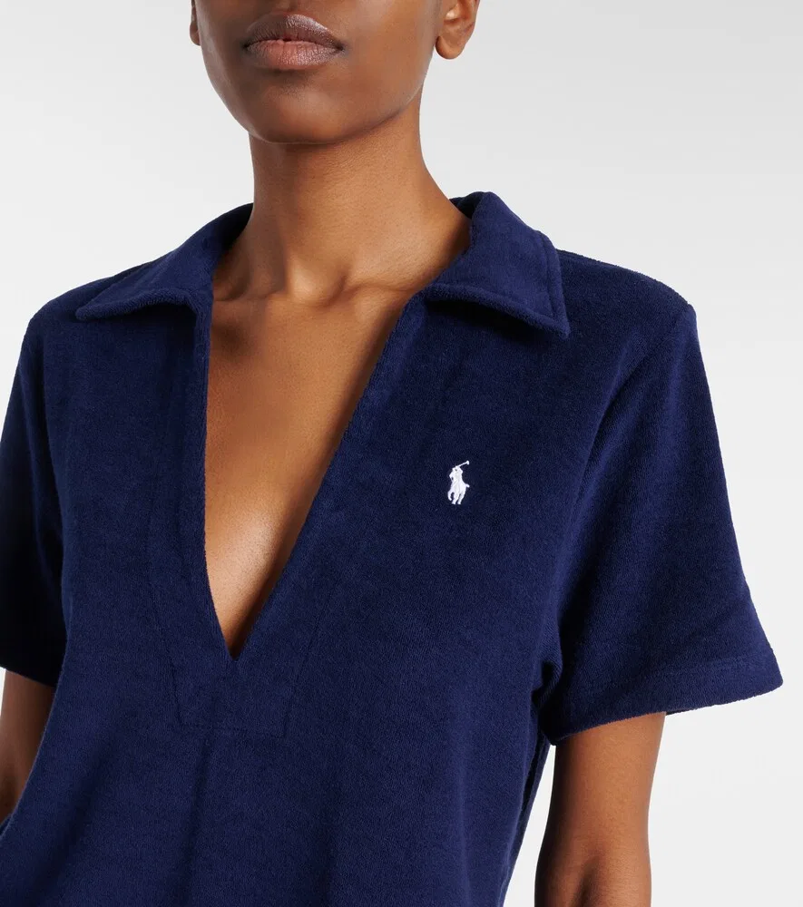 Платье-поло из хлопковой махровой ткани Polo Ralph Lauren, синий — фото 4