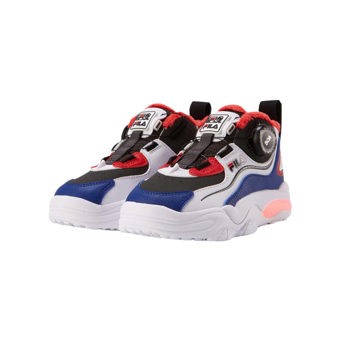 Fila Kids Детские дышащие термокроссовки BOA средней высоты для повседневной носки, черно-красные — фото 2