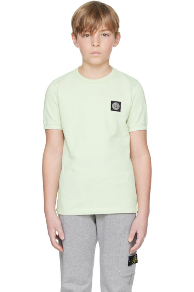

Футболка детская зеленая с нашивками Stone Island Junior