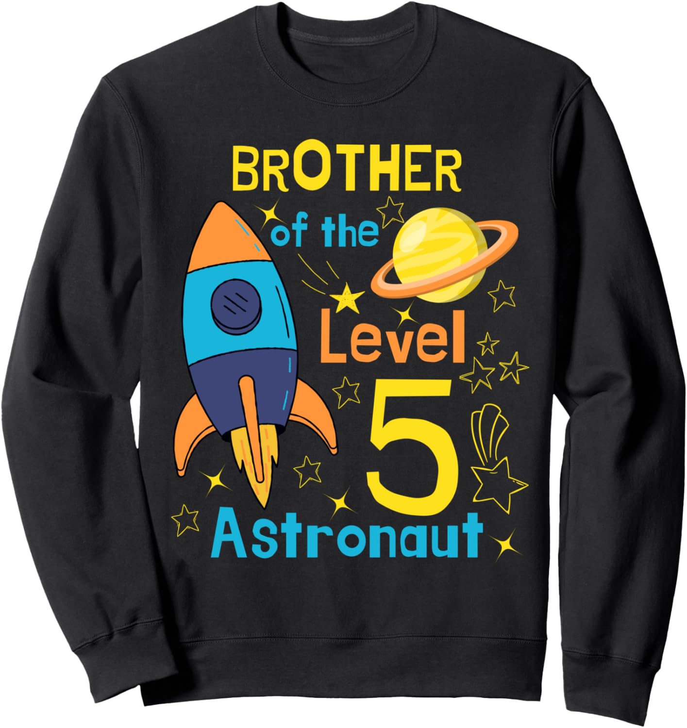 

Брат пяти лет 3... 2... 1 Взлет Космоса 5 День рождения Толстовка Family Look Space Themed Party Decorations Gifts, черный