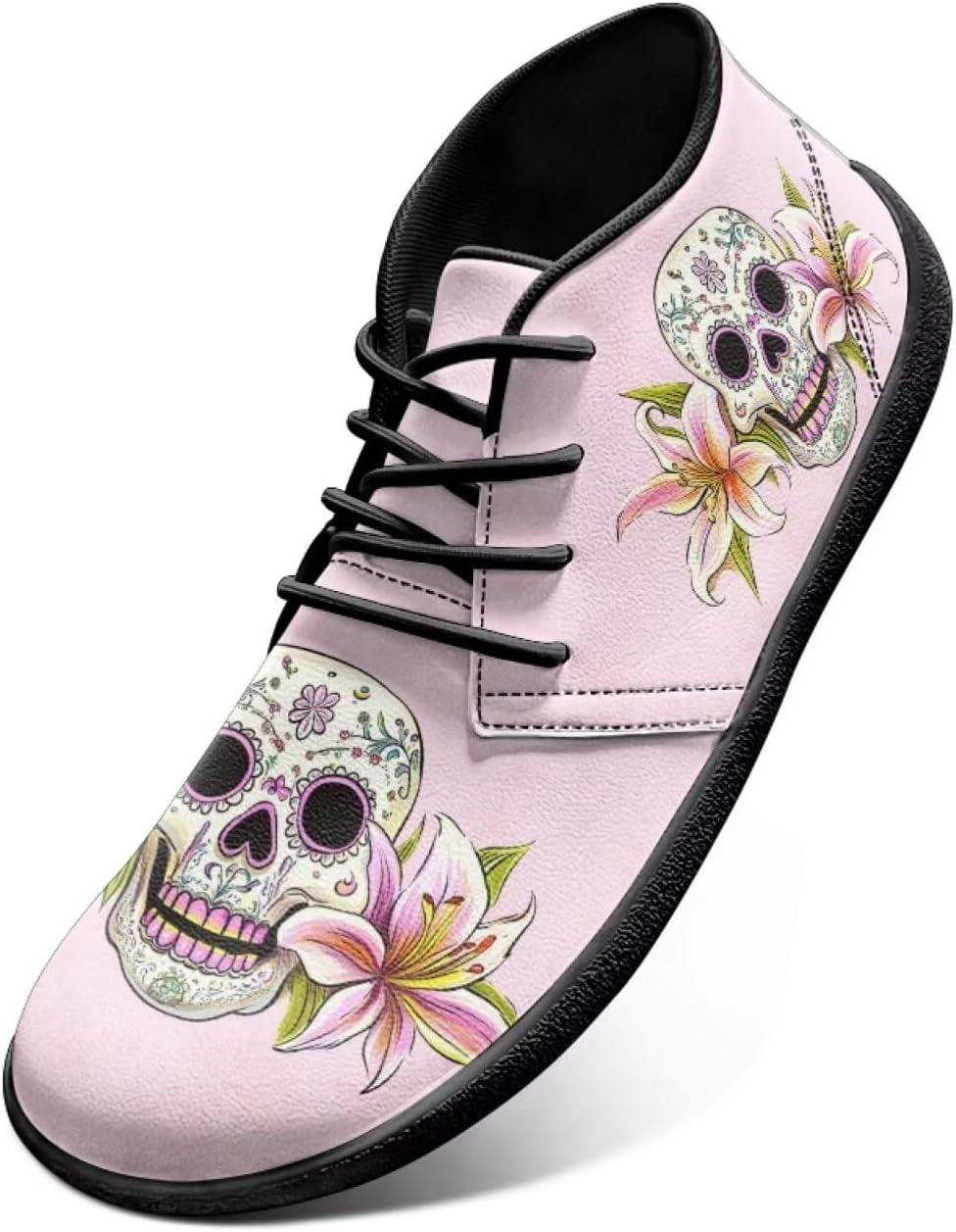 

Мужские кроссовки Jeiento Barefoot, ботинки босоногого типа с черепами и цветочным принтом, с широкой носковой частью, воздухопроницаемые, противоскользящие, розовый