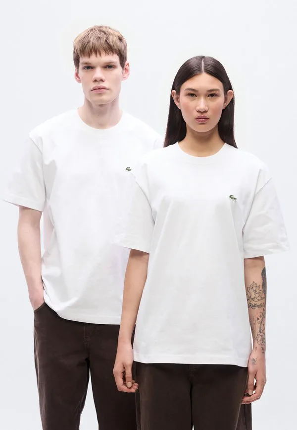 Футболка унисекс Lacoste белый, базовая, 100% хлопок — фото 3