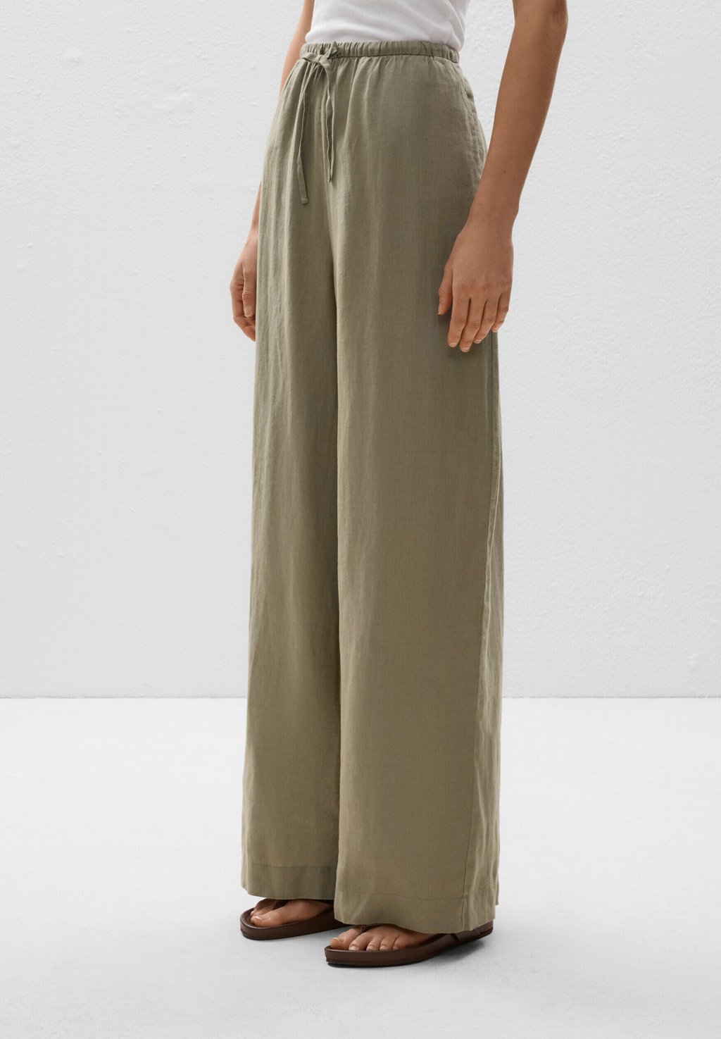 

Брюки LINEN STRAIGHT-LEG OYSHO, цвет Mottled Green