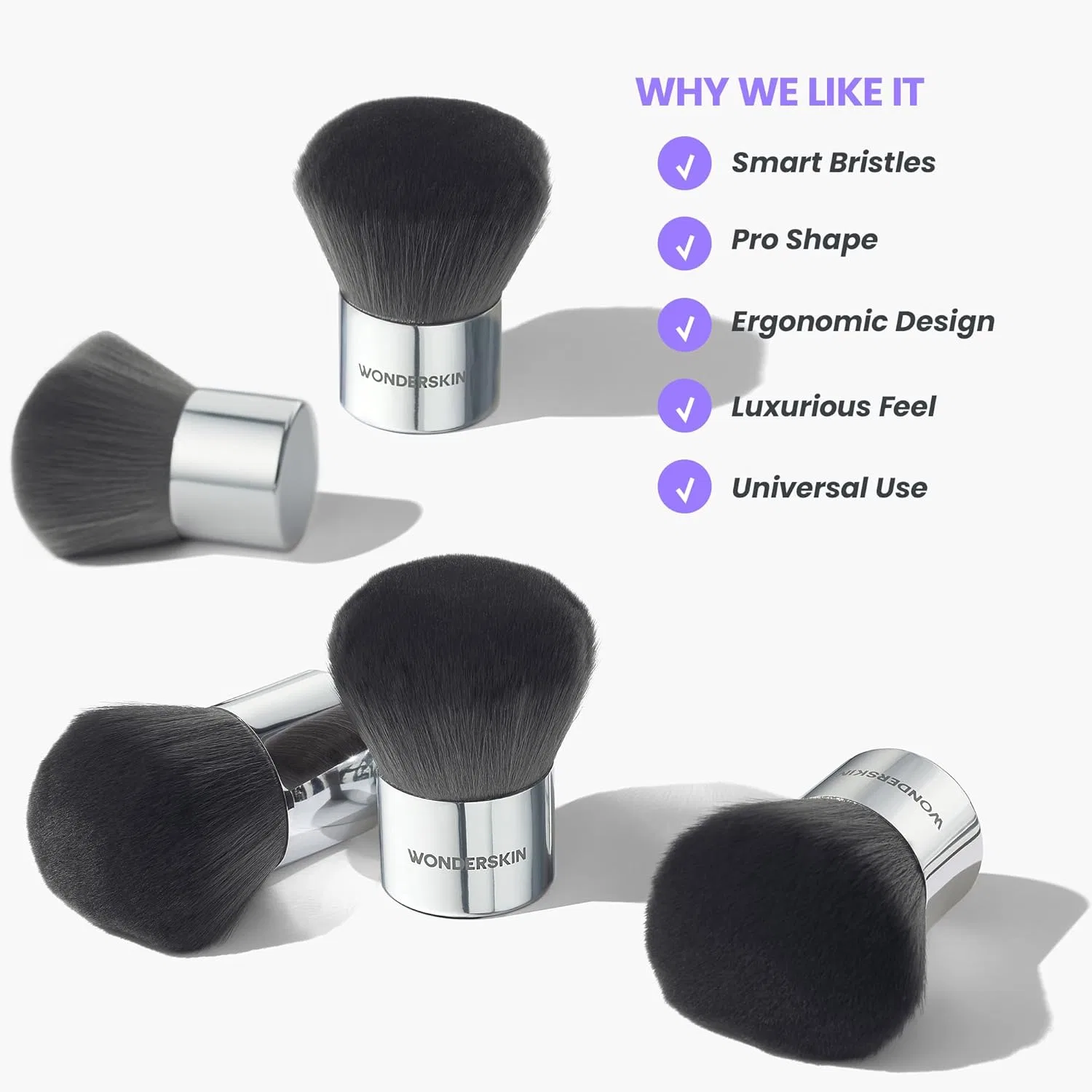 Кисть кабуки с круглым кончиком от Wonderskin Wonderskin, Dark Gray (Round Top) — фото 2