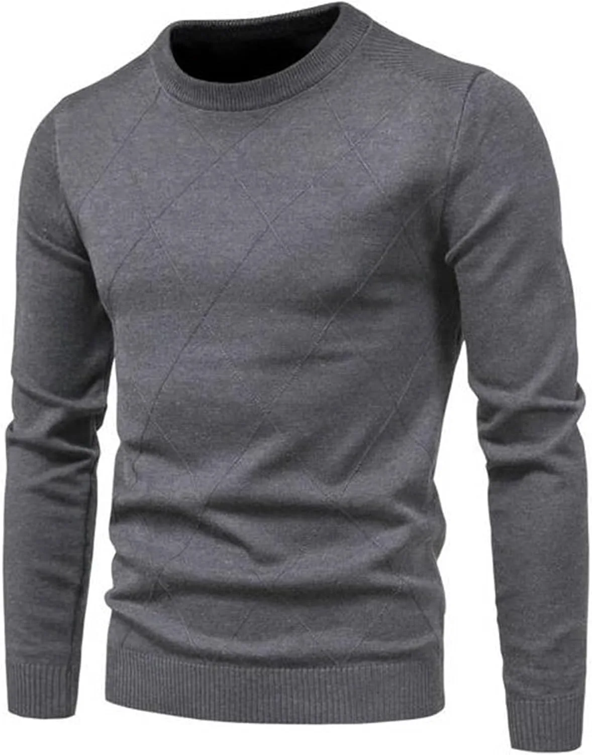 

Толстый вязаный свитер мужской с круглым вырезом и длинными рукавами