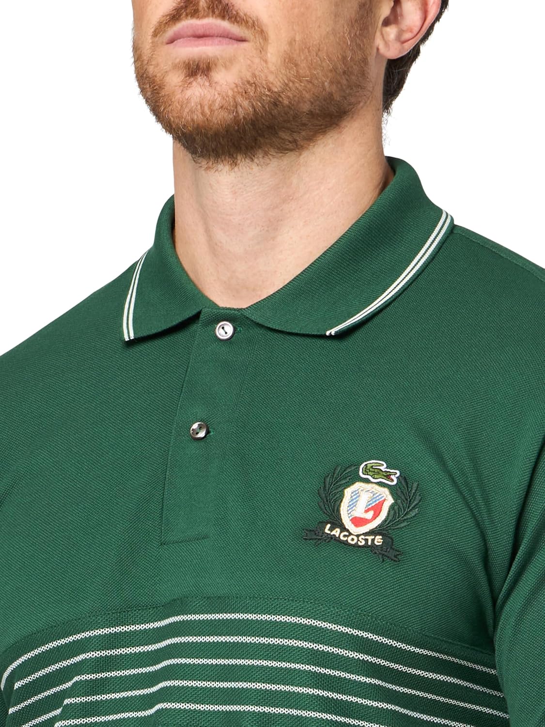 Lacoste мужская классическая футболка-поло в полоску, произведенная во Франции, Green — фото 3