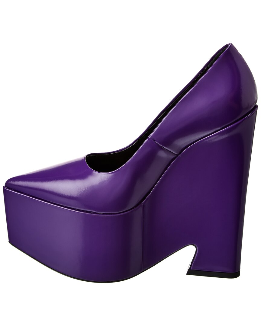 Туфли-лодочки Versace Tempest из кожи на платформе, фиолетовый — фото 2
