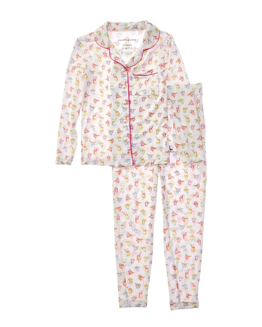 Пижамный комплект Preppygoose из 2 предметов с радужным изображением ленивца PREPPY GOOSE, белый