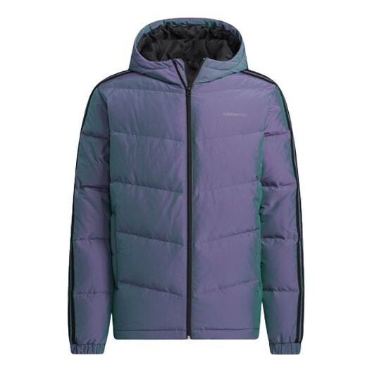 

Пуховик Men's adidas neo Colorful Sports Hooded With Down Feather Purple Jacket, фиолетовый