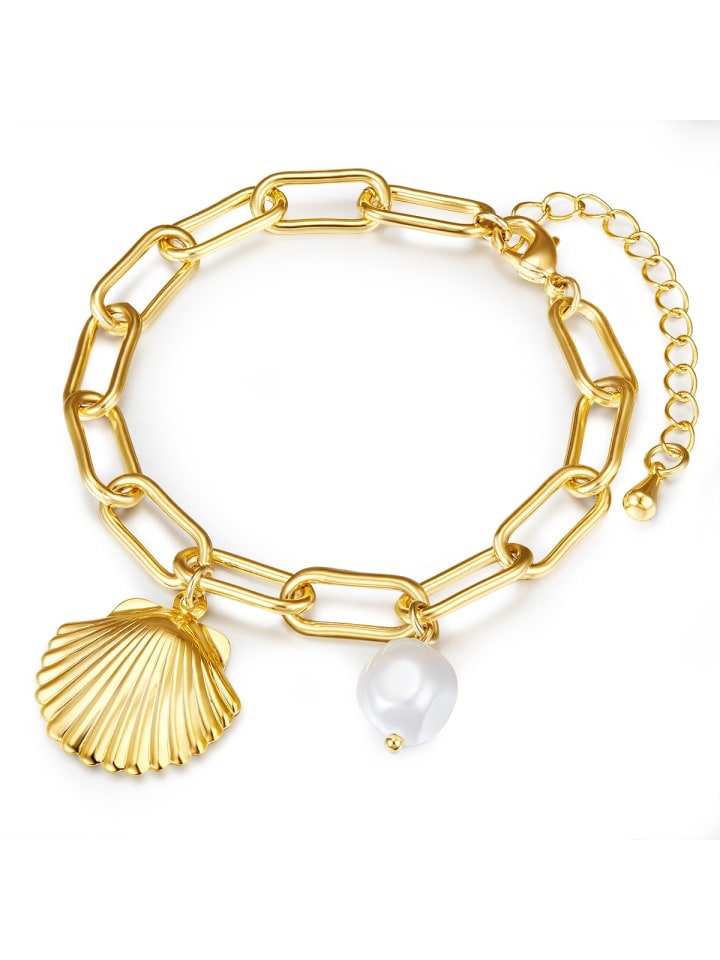

Lulu & Jane Жемчужный браслет, ракушка, металлический сплав, жемчужина в оправе из желтого золота