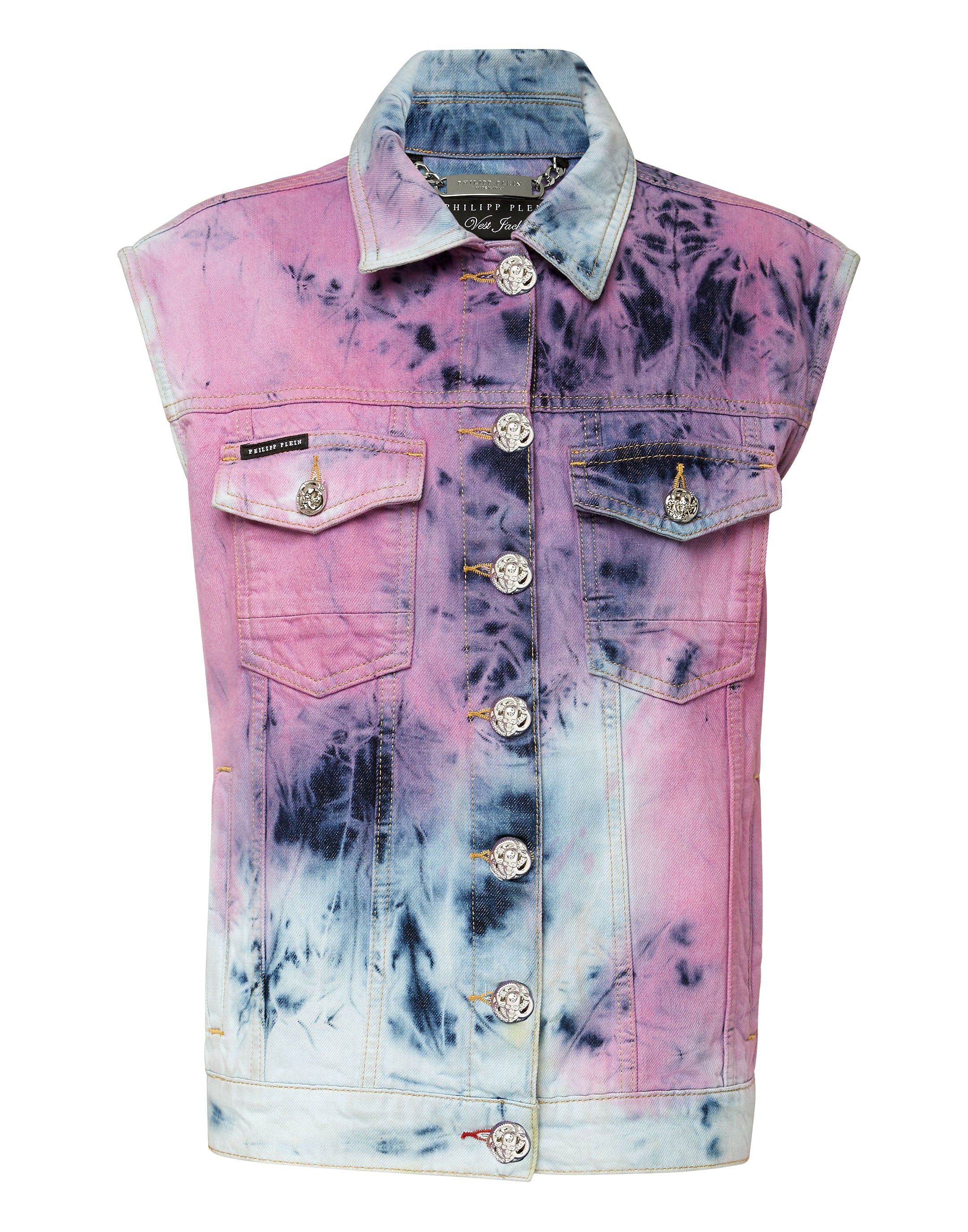 

Джинсовый жилет Отбеленный Tie dye PHILIPP PLEIN