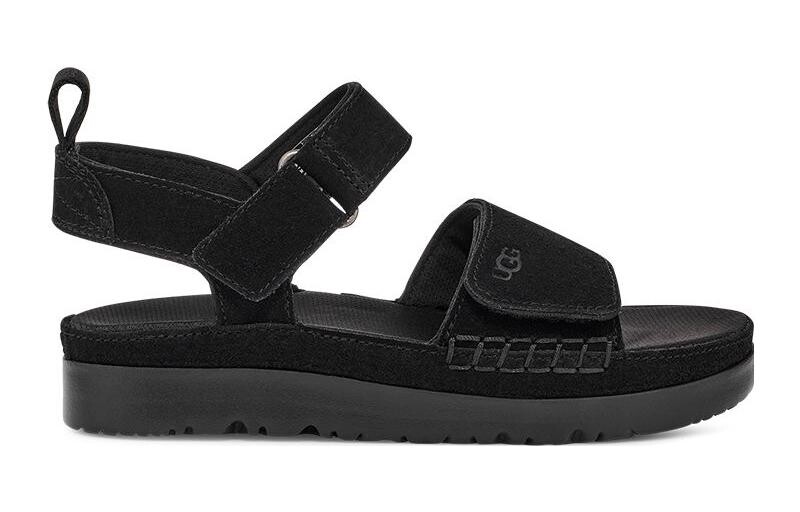 Детские замшевые сандалии на липучках Ugg, черный — фото 2
