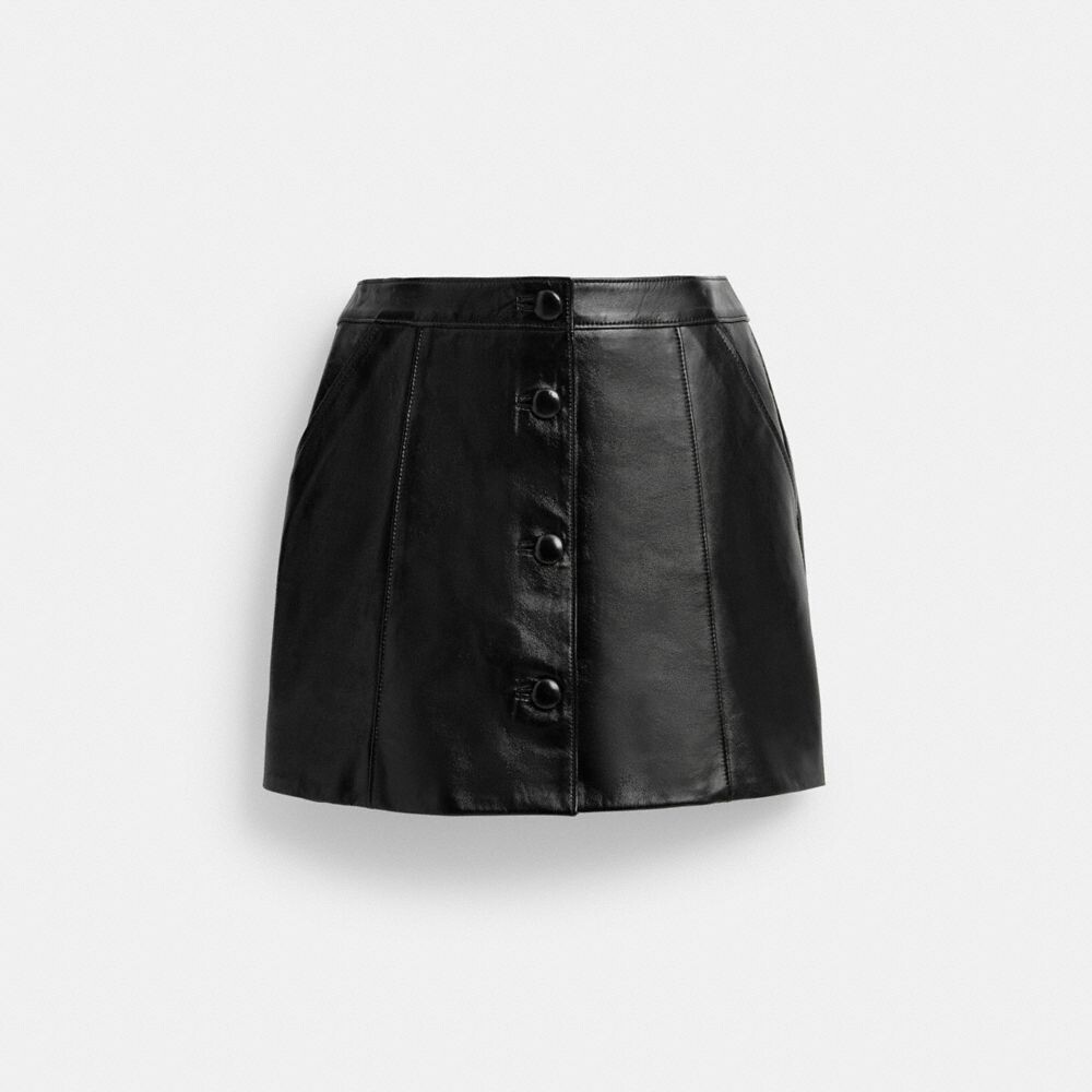 

Мини-юбка из лакированной кожи COACH, черный