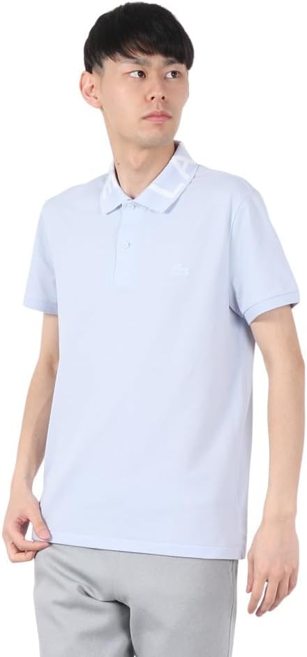 

Мужская повседневная рубашка-поло Lacoste с жаккардовым ребристым трикотажным воротником, светло-синий
