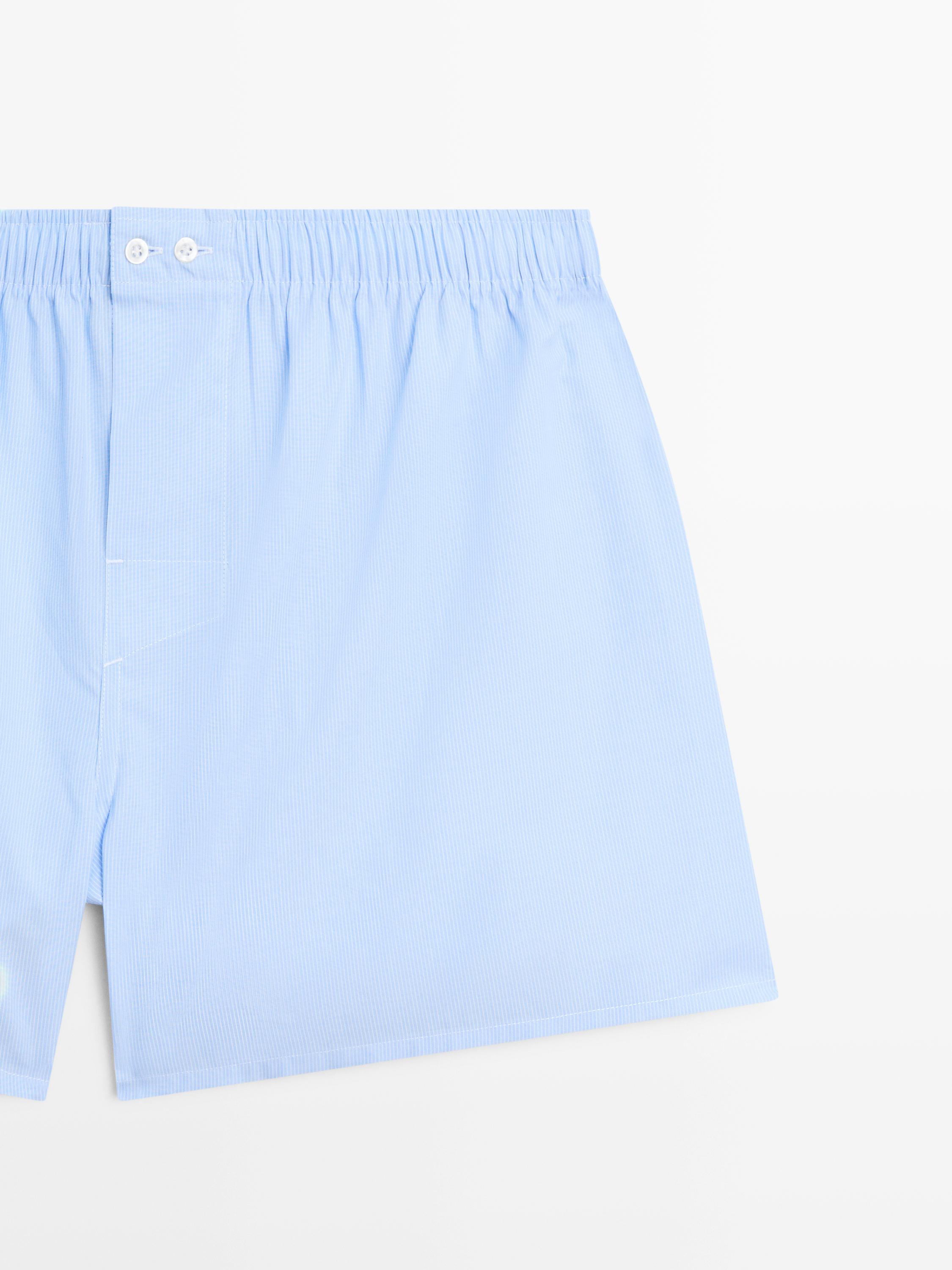 Полосатые боксеры из 100% хлопка Massimo Dutti, sky blue — фото 4