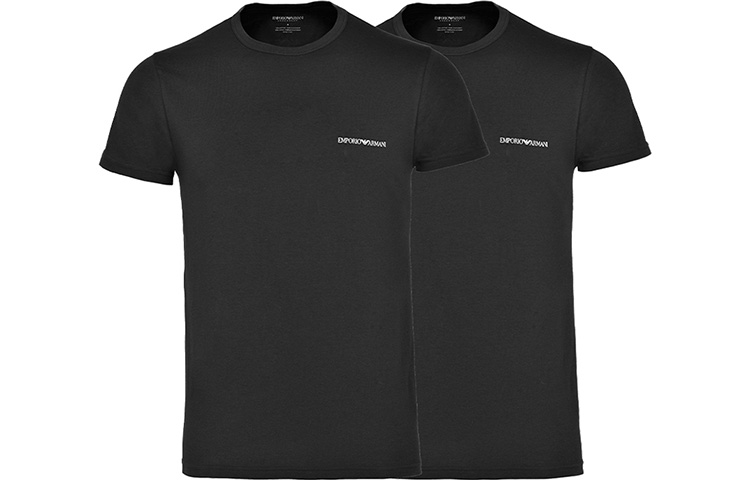 

EMPORIO ARMANI Футболка мужская 2 штуки черная, Черный, EMPORIO ARMANI Футболка мужская 2 штуки черная
