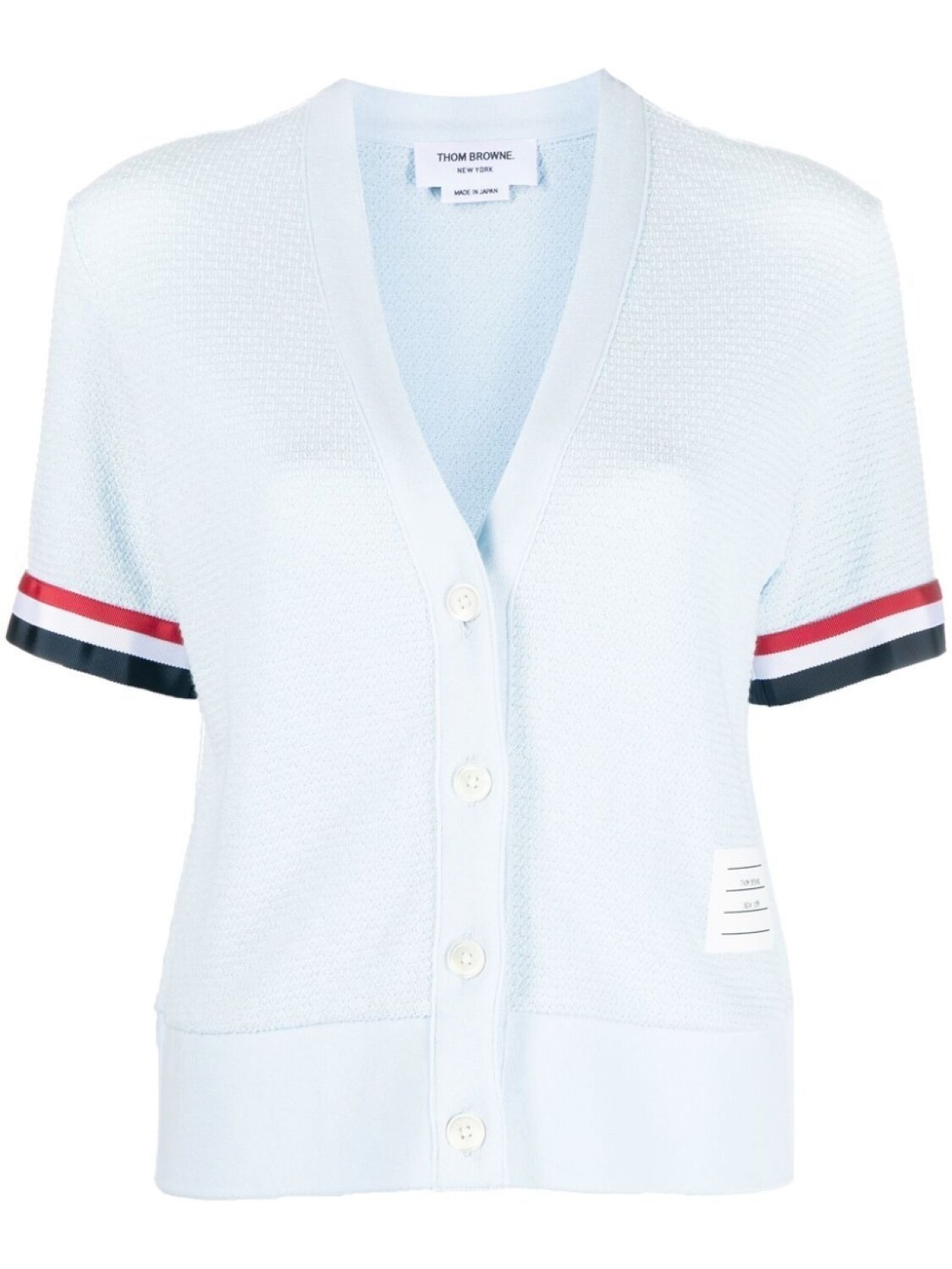 

Кардиган Thom Browne с короткими рукавами в полоску RWB, синий