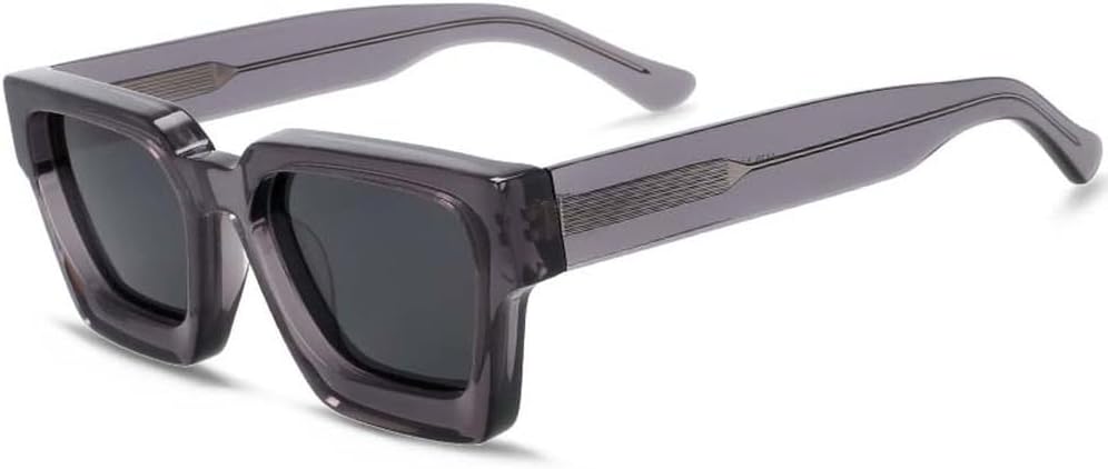 

Винтажные поляризованные солнцезащитные очки из ацетата, большая оправа, широкие дужки, солнцезащитные очки для мужчин и женщин, защита от УФ-излучения UV400 HYYZZC, Gray