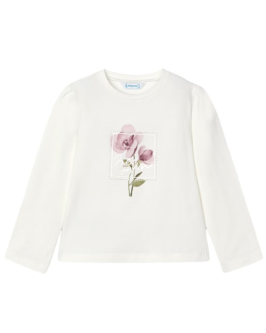 

Mayoral Футболка с принтом розы, слоновая кость