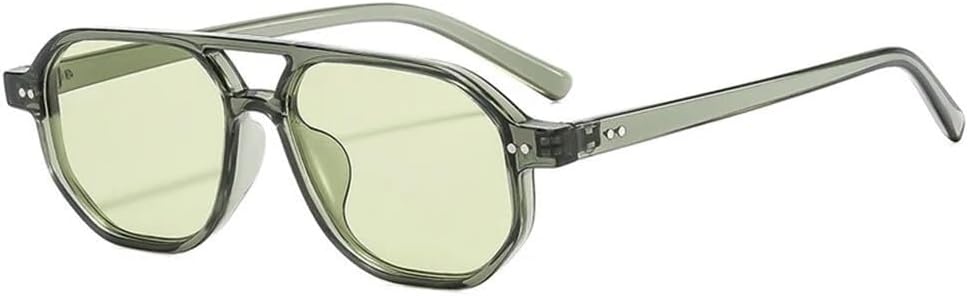 

Женские солнцезащитные очки с двойной перемычкой и заклепками, мужские очки с прозрачными линзами Ocean Lens UV400 для занятий спортом на открытом воздухе, бега и езды на велосипеде LXLHWN, Green Green