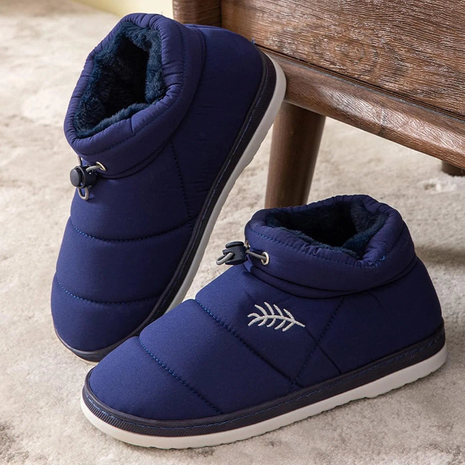 Ботинки ??Sichere Turnschuhe Herren Winter Warm Wasser Samt Kurz Expansionsgürtel Schneestiefel Herren Flache Herrenstiefel Wanderstiefel Herren ??wasserdicht Generic, Navy — фото 2