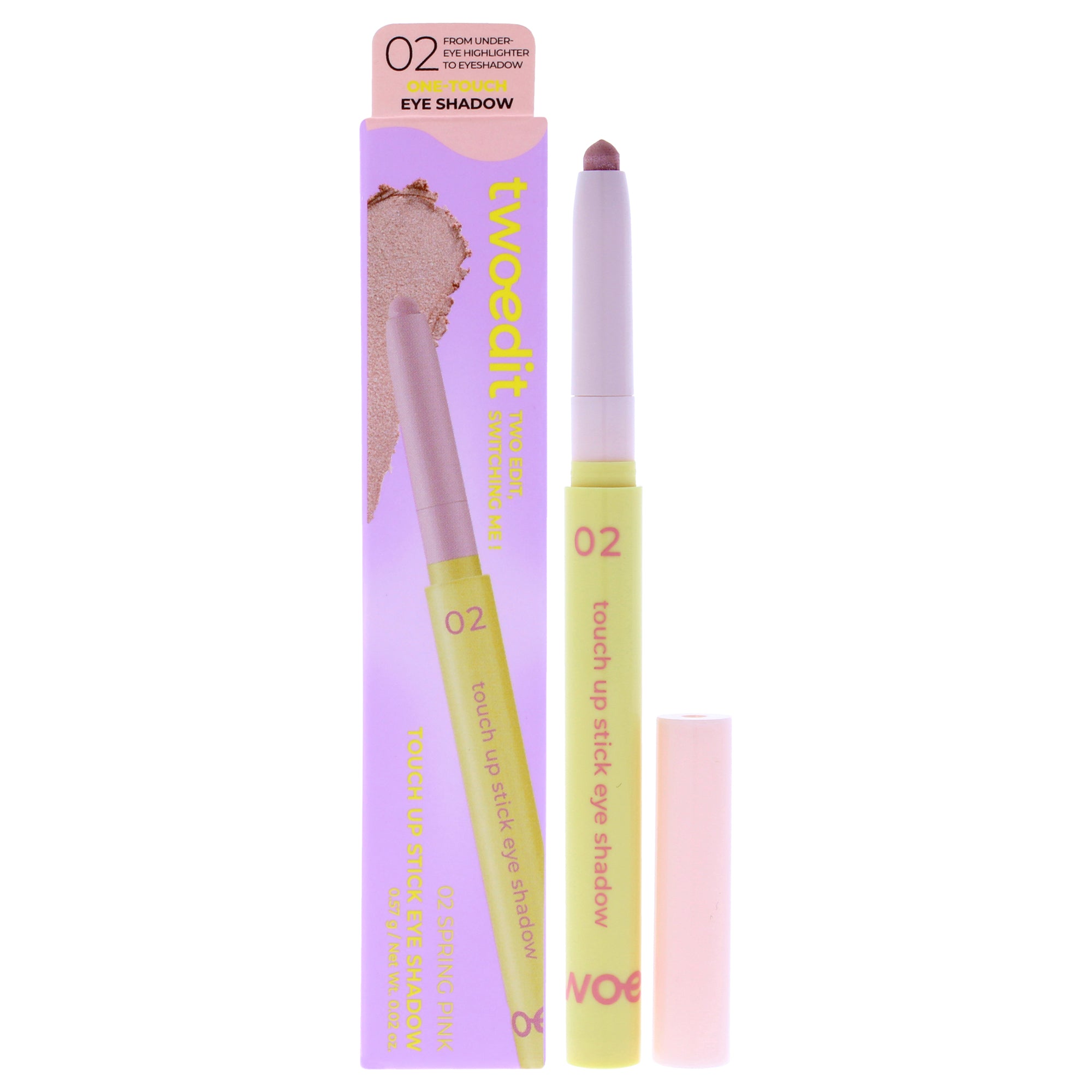 

Тени для век Touch Up Stick Eye Shadow, оттенок 02 Spring Pink, Two Edit for Women, 0,02 унции Two Edit, Small
